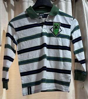 Minecraft Boys Long Sleeve Striped Creeper Polo Shirt Size XL
C11